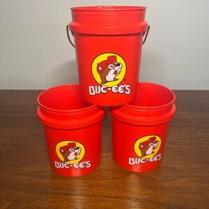 Buc-ee’s Red Party Buckets - Set of 3